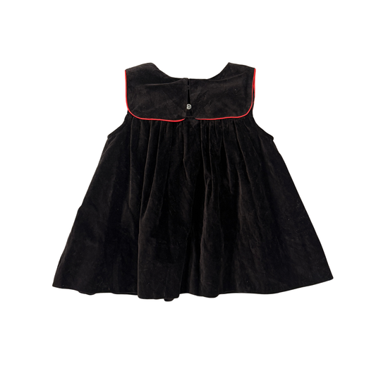 Vintage Black Velvet Floral Dress - 24M
