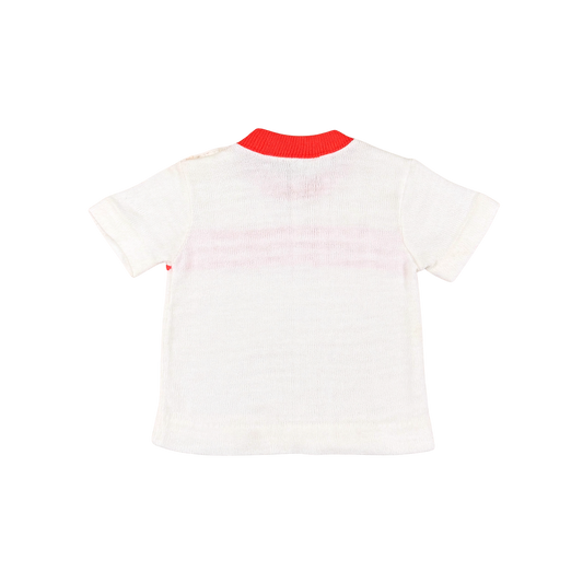 Vintage Red & White Knit Baby T-Shirt – 12–18M