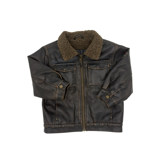 Vintage Faux Leather Pilot Jacket – Size 3T
