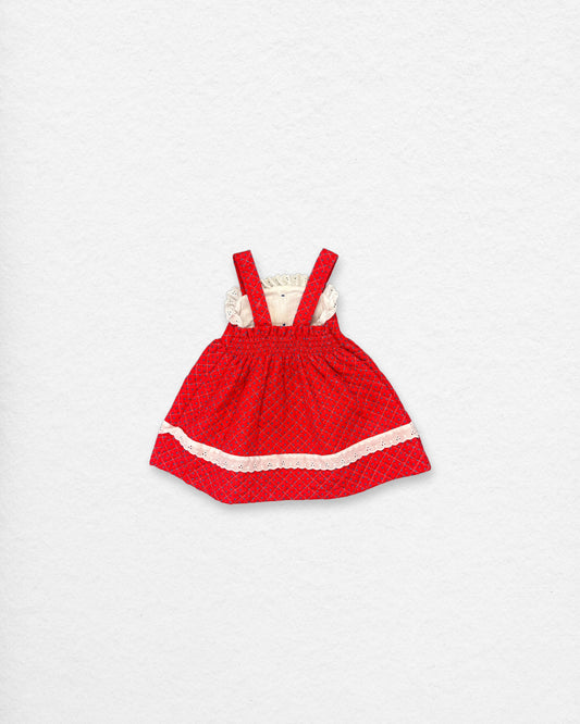 Vintage Red Eyelet Dress – 2T