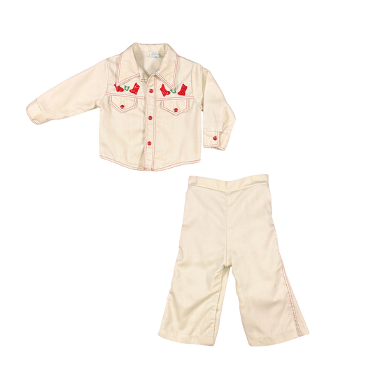 Rare Vintage 1970s Cowboy Western Two-Piece Set | 12M