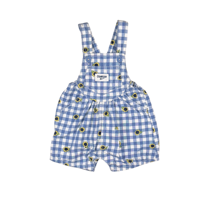 OshKosh Blue Gingham Sunflower Short Overalls | 3M