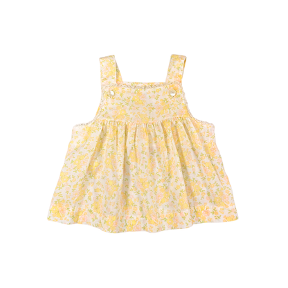 Vintage Yellow Floral Baby Pinafore Top - 2Y