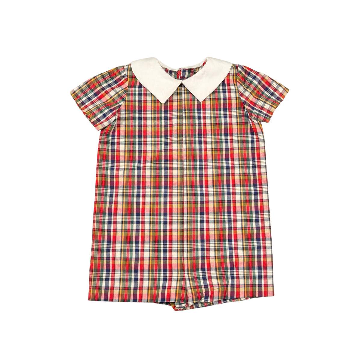 Vintage Plaid Peter Pan Collar Romper – Approx. 2–3Y