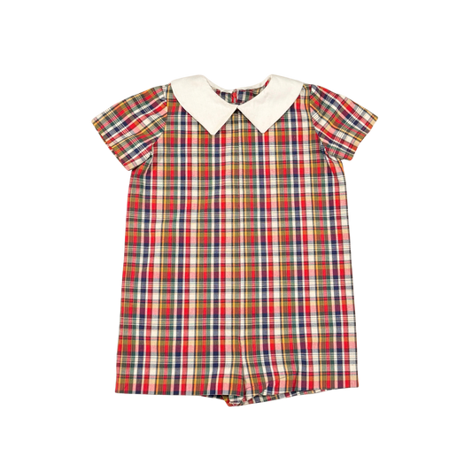Vintage Plaid Peter Pan Collar Romper – Approx. 2–3Y