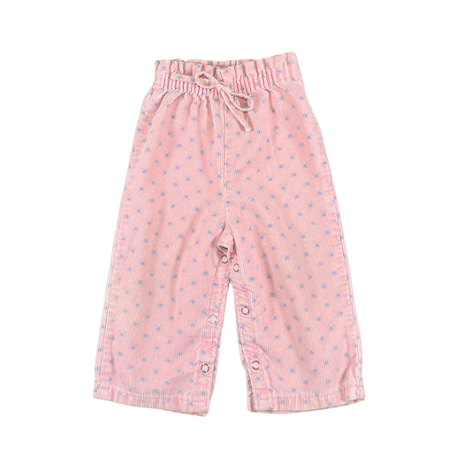 Vintage Pink Floral Corduroy Baby Pants – 12M