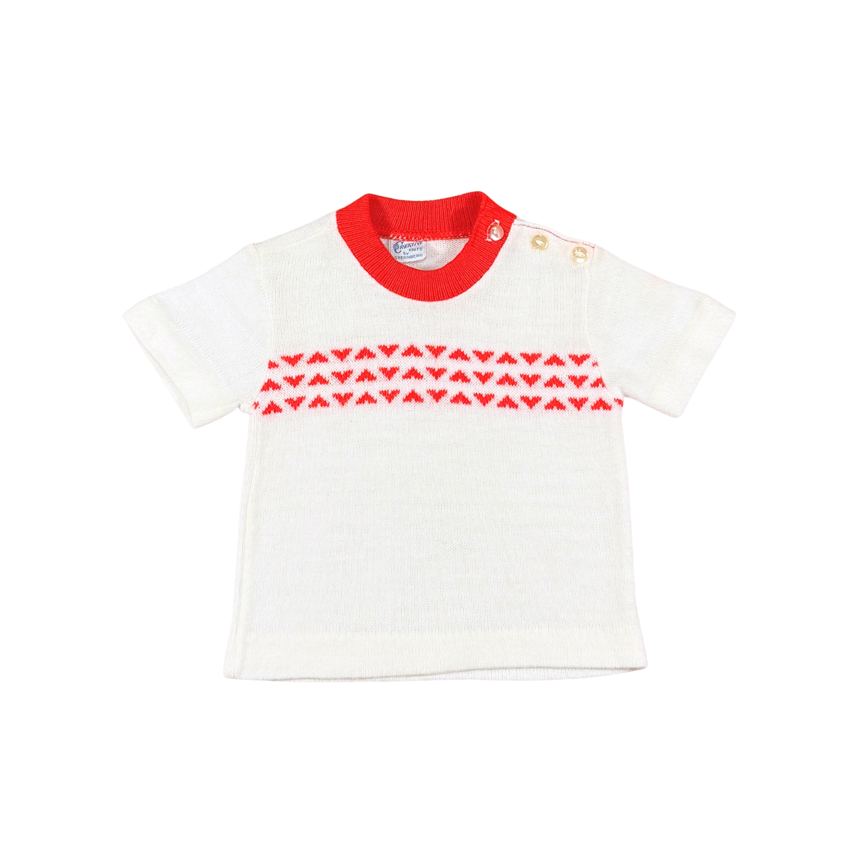 Vintage Red & White Knit Baby T-Shirt – 12–18M