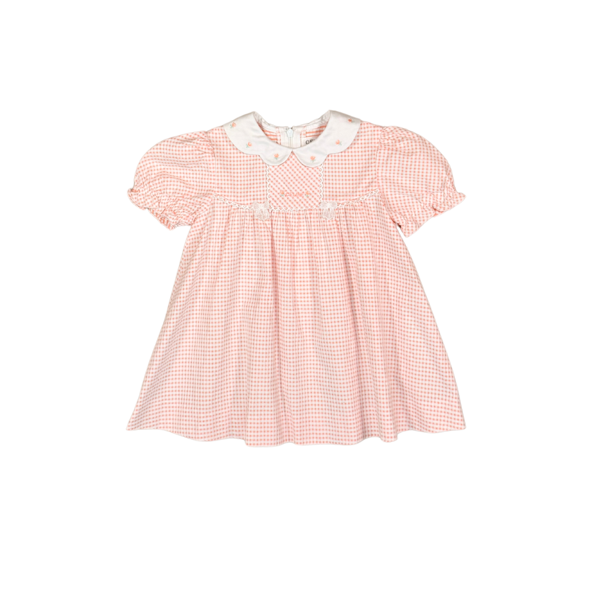 Vintage Celine Paris Gingham Baby Dress – 18–24M