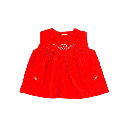 Vintage Joyeux Happy Kids Red Velvet Baby Dress – 12M