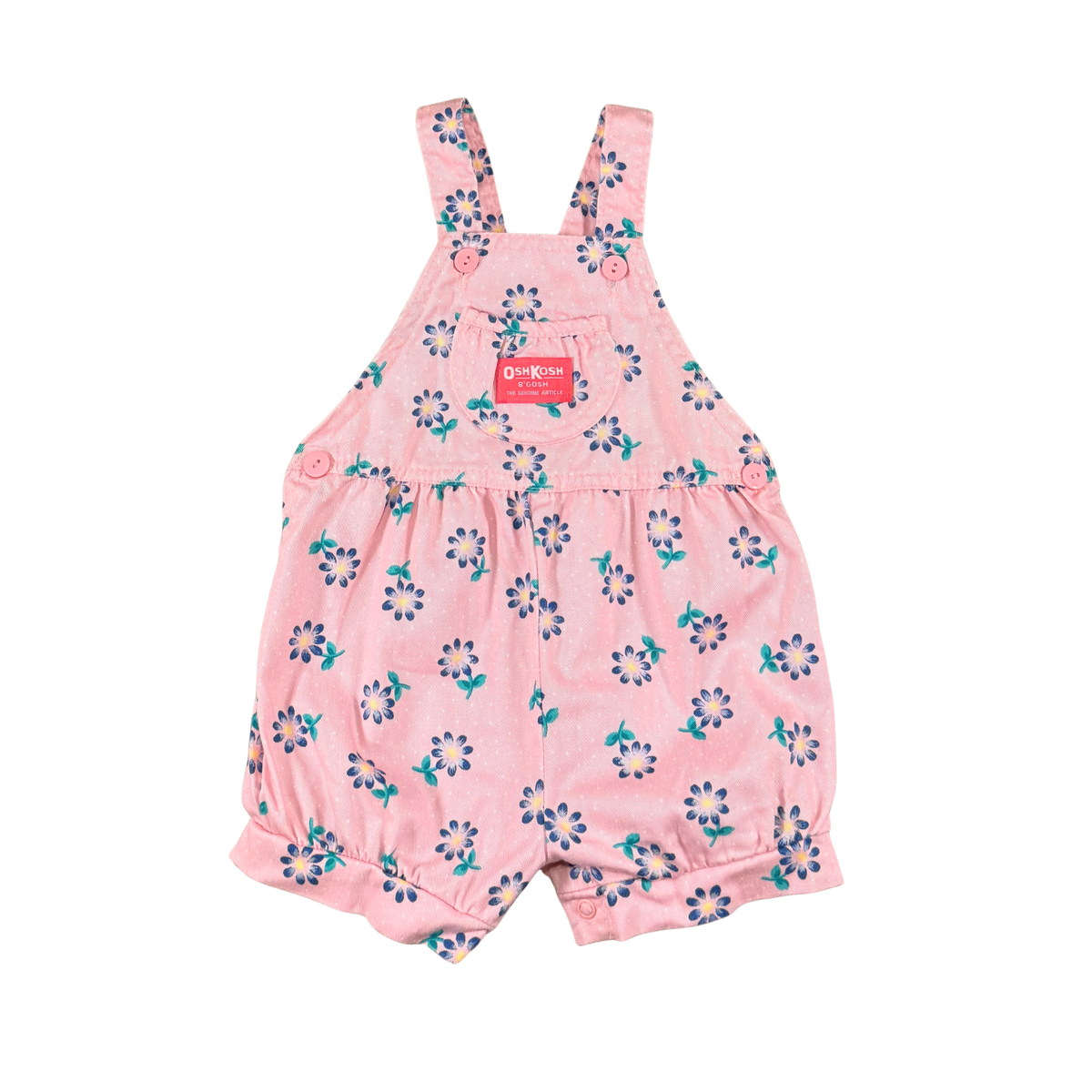 Vintage OshKosh B’Gosh Pink Floral Shortalls – 24M
