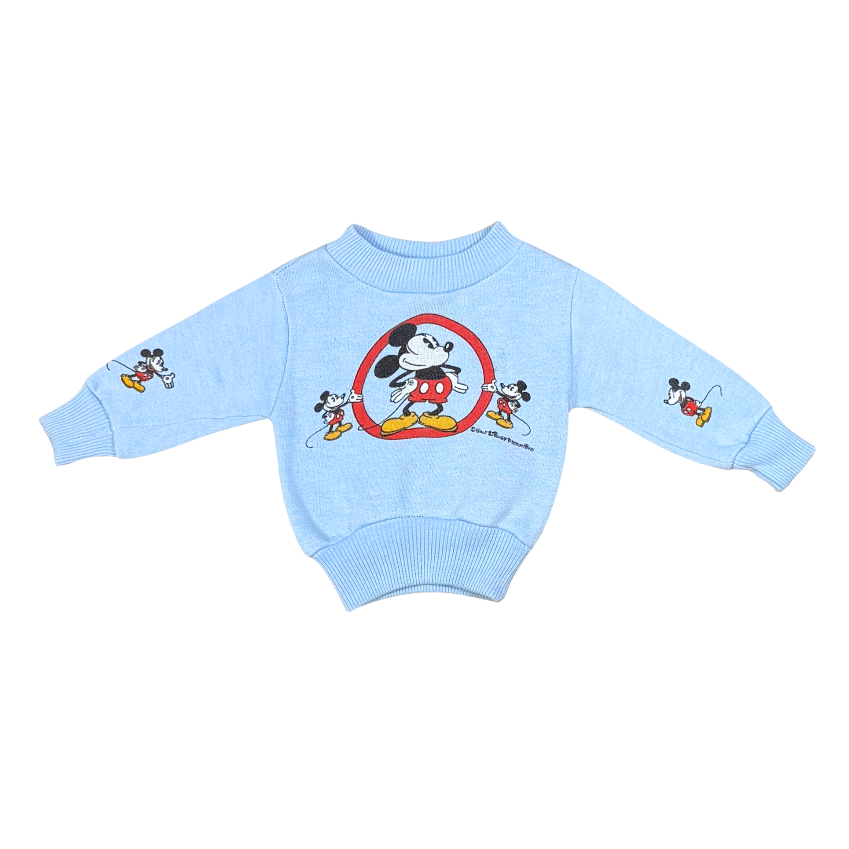 Vintage Mickey Mouse Blue Sweatshirt – 0–6M
