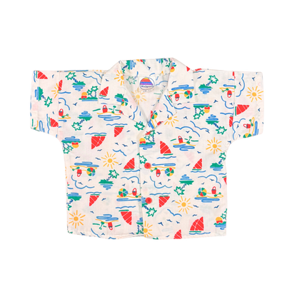 Vintage WinSprinT Beach Print Button-Up Shirt – 18M