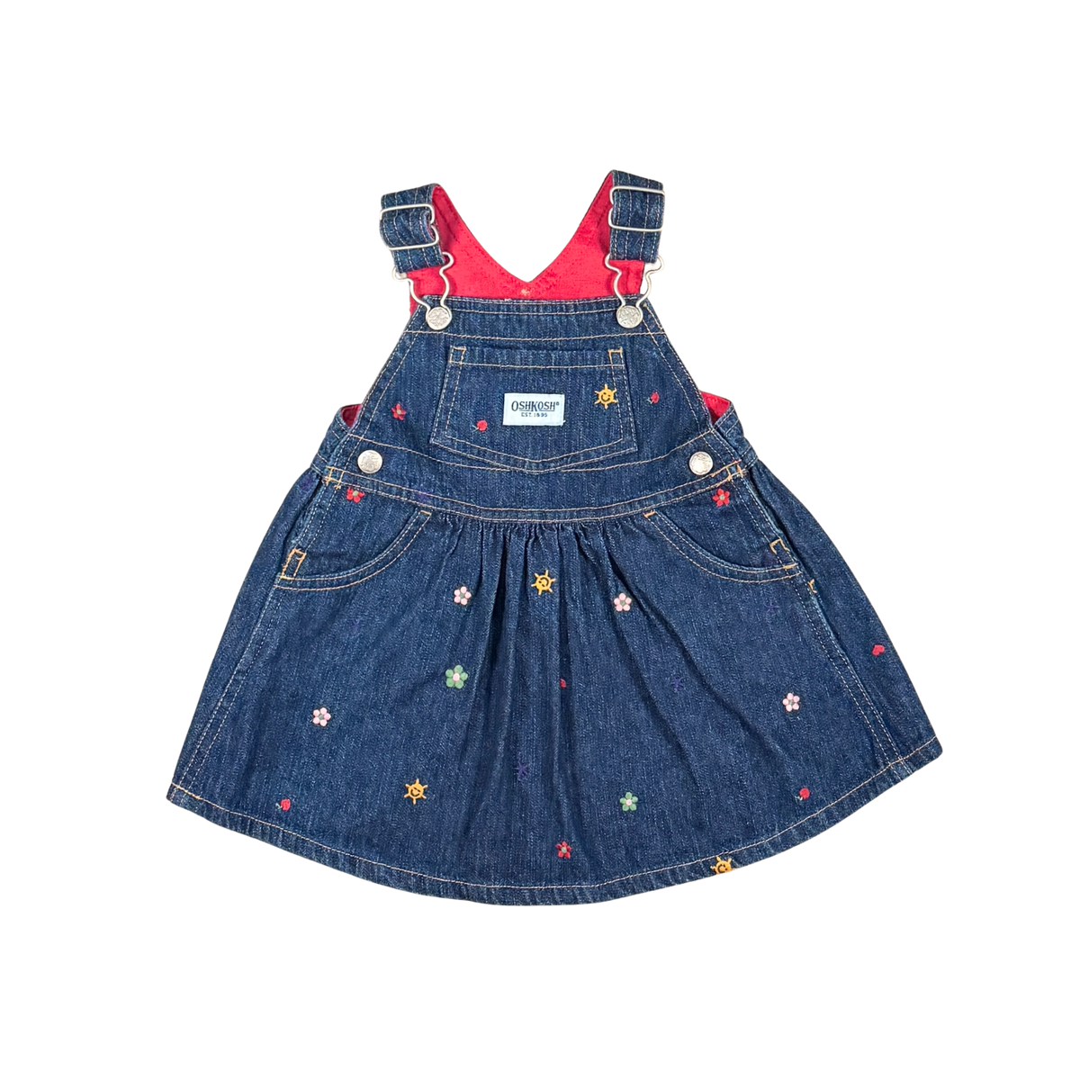 Vintage OshKosh Embroidered Denim Dress – 12M