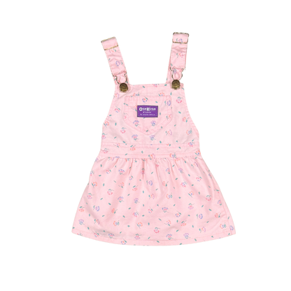 Vintage OshKosh Pink Floral Pinafore Dress | 18M