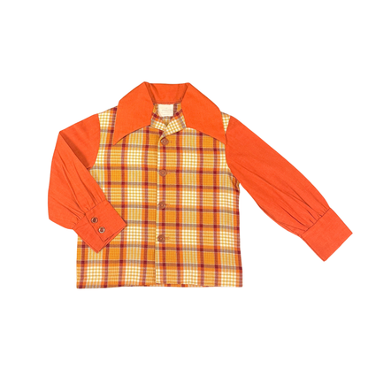 Vintage 70s Orange Plaid Shirt – 3T