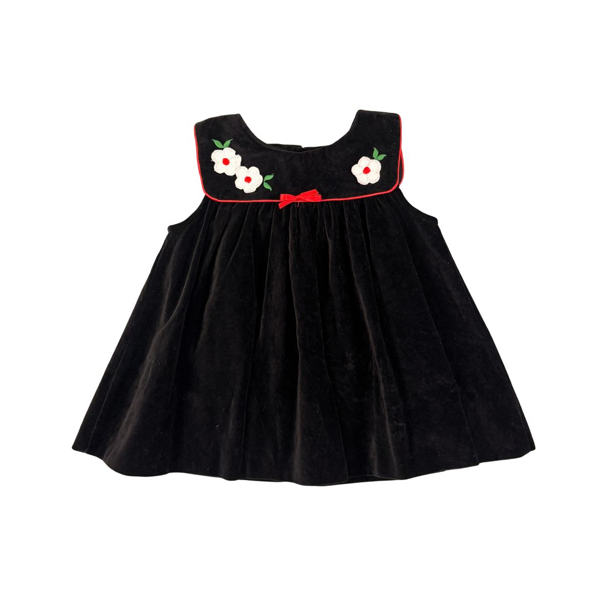 Vintage Black Velvet Floral Dress - 24M