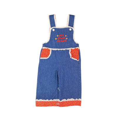 Vintage “My Own Jeans” Floral Denim Overalls - 12-18M