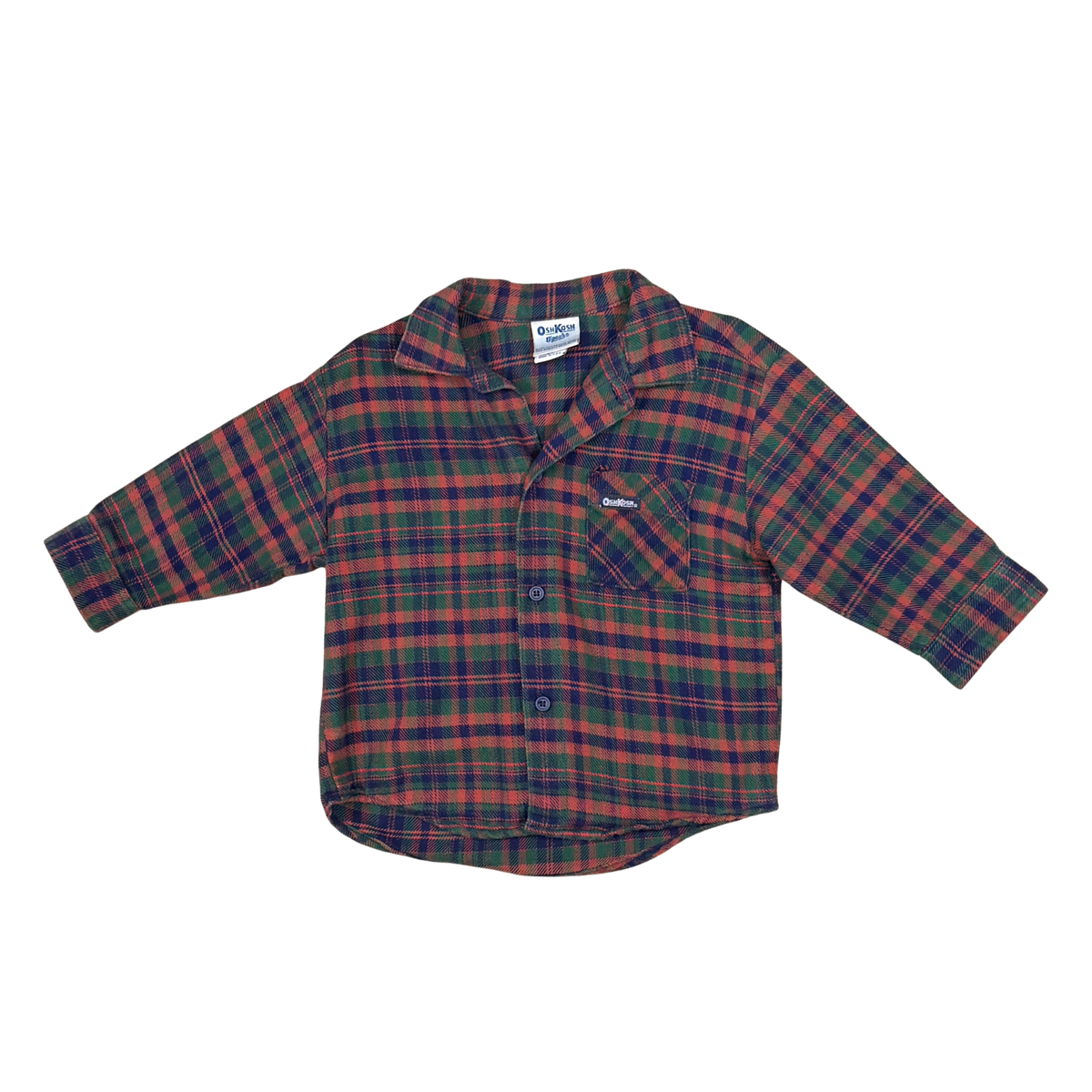 Vintage OshKosh B'gosh Plaid Flannel Shirt – 2Y
