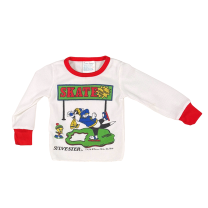 Vintage 1990 Looney Tunes Sylvester Skate Long Sleeve Tee | 18M