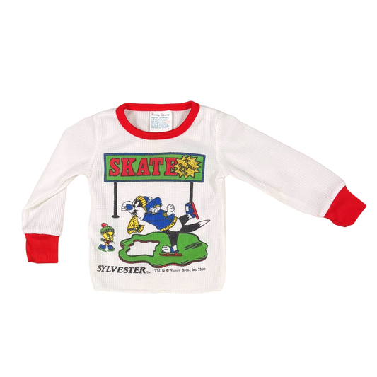 Vintage 1990 Looney Tunes Sylvester Skate Long Sleeve Tee | 18M
