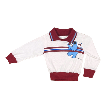 Vintage 80s Sesame Street Cookie Monster Polo Longsleeve | 1T