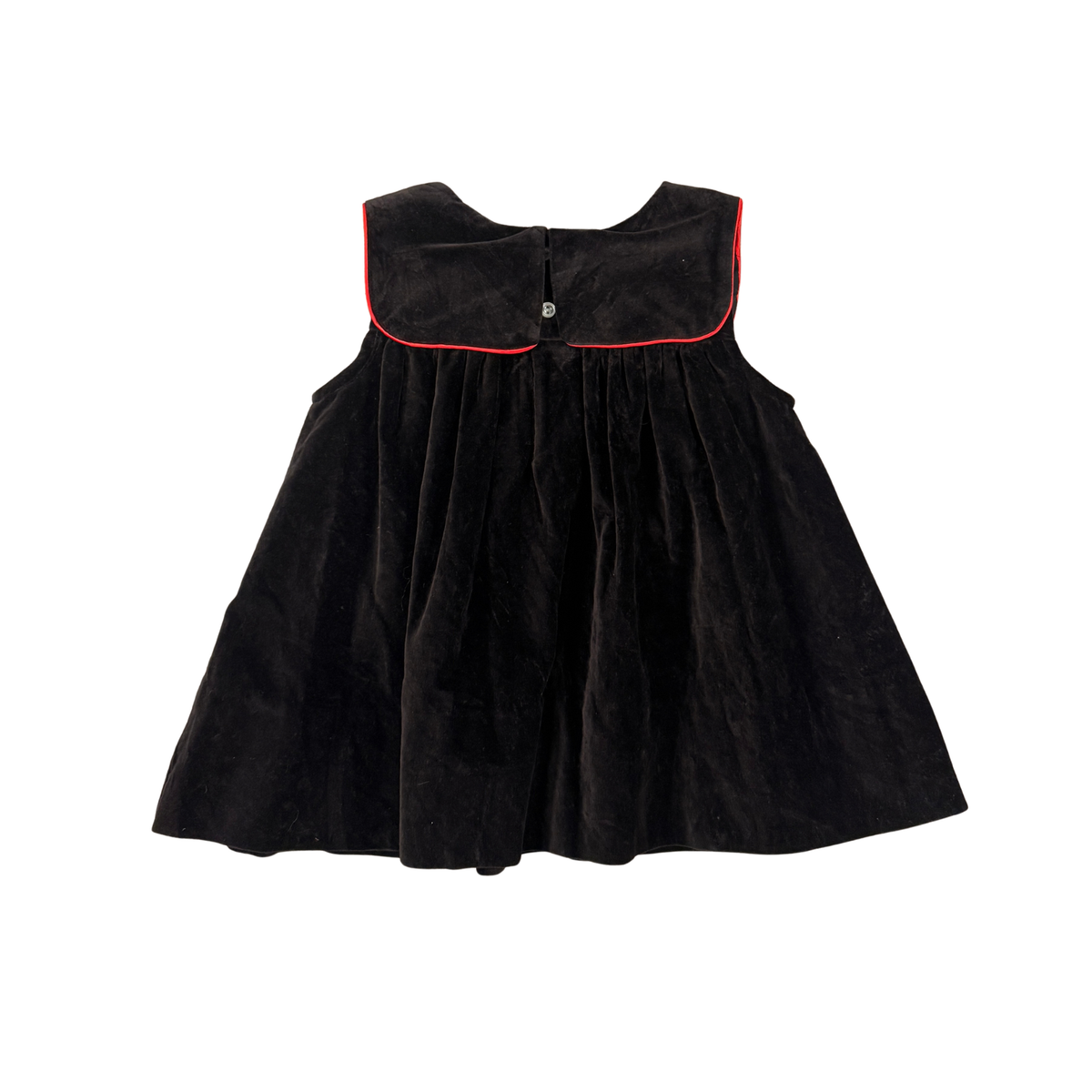 Vintage Black Velvet Floral Dress - 24M