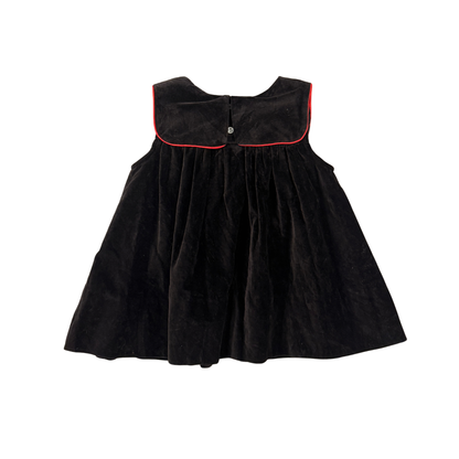 Vintage Black Velvet Floral Dress - 24M