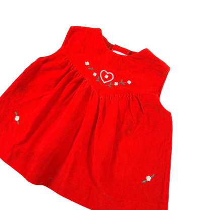 Vintage Joyeux Happy Kids Red Velvet Baby Dress – 12M