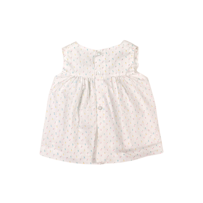 Vintage Smocked Floral Baby Top – 3–6M