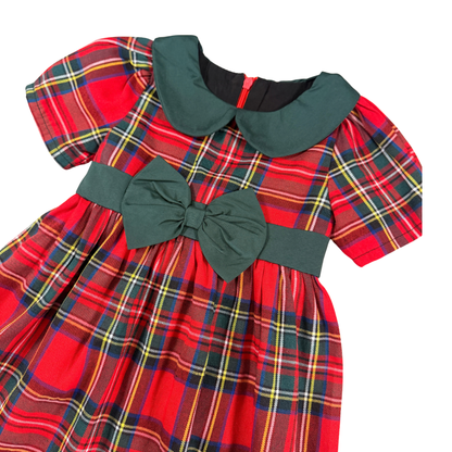 Vintage Tartan Bow Dress – 18–24M