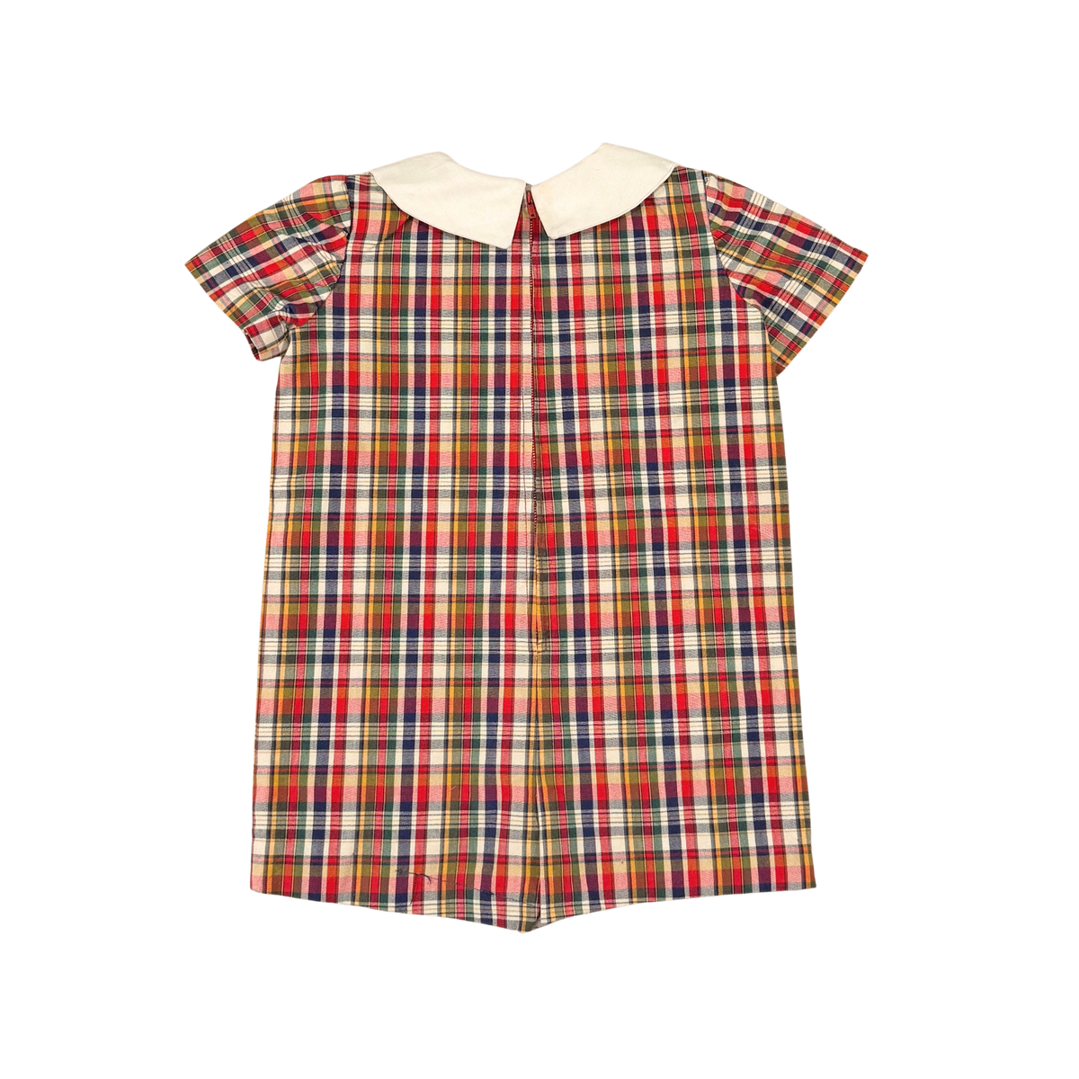 Vintage Plaid Peter Pan Collar Romper – Approx. 2–3Y