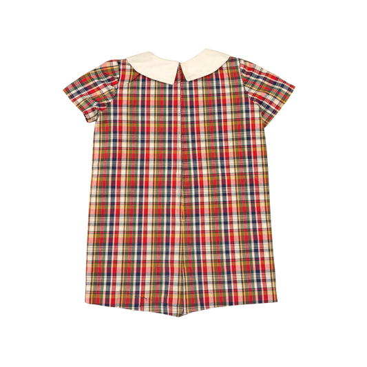 Vintage Plaid Peter Pan Collar Romper – Approx. 2–3Y