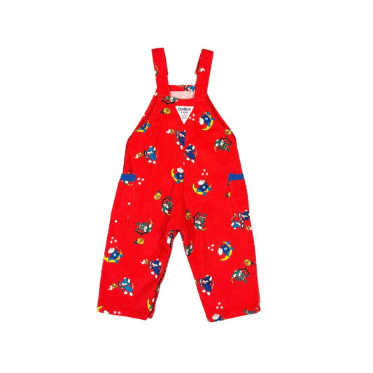 1980s Vintage OshKosh B’Gosh Printed Corduroy Overalls – 18M