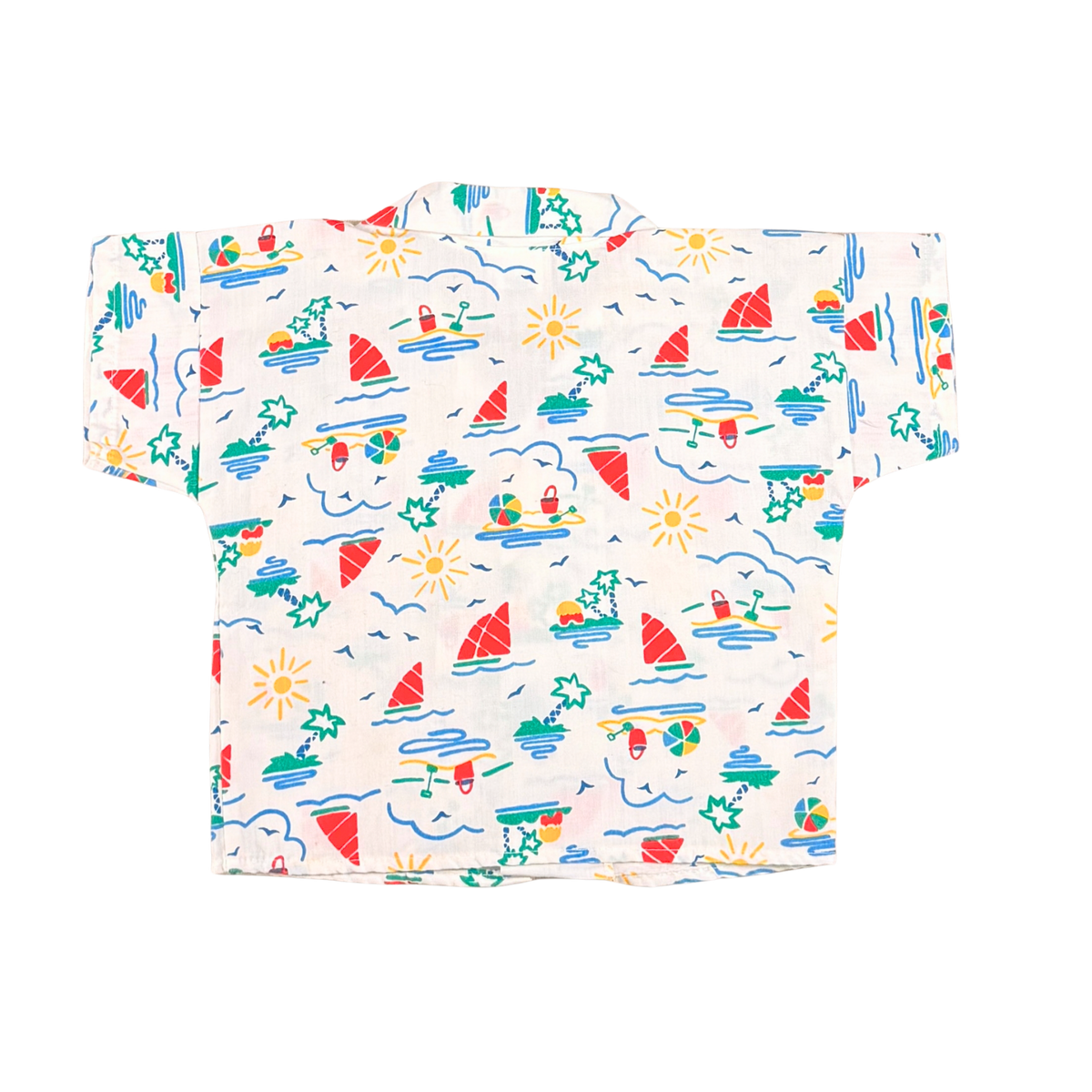 Vintage WinSprinT Beach Print Button-Up Shirt – 18M