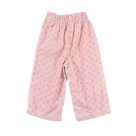 Vintage Pink Floral Corduroy Baby Pants – 12M