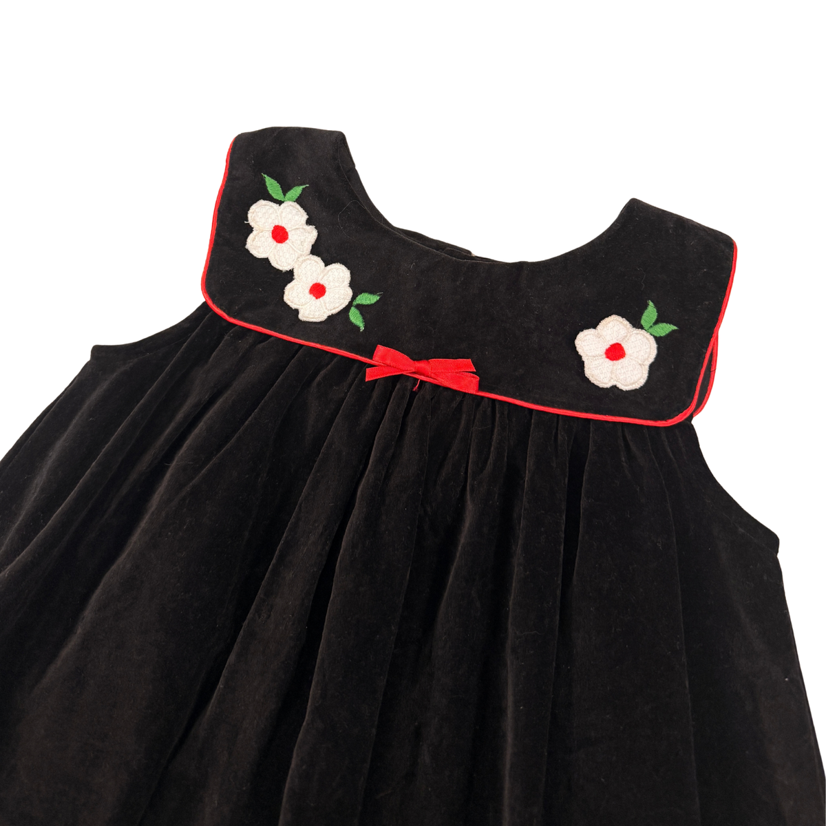 Vintage Black Velvet Floral Dress - 24M