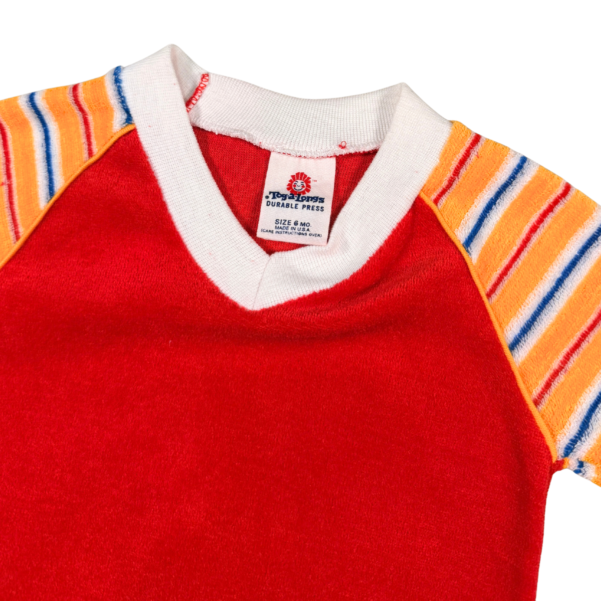 Vintage Togs & Joys Striped Sleeve Baby Shirt – 6M
