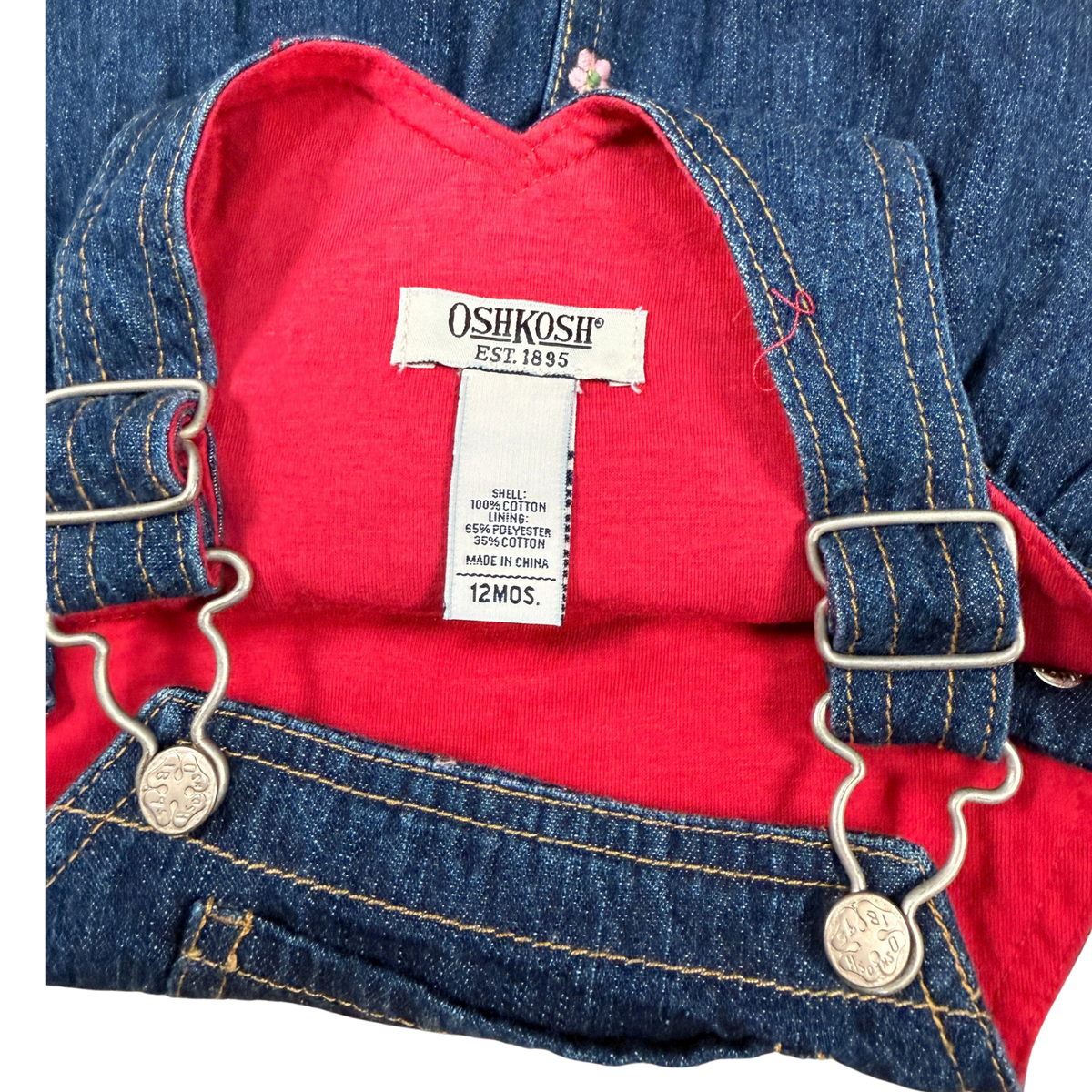 Vintage OshKosh Embroidered Denim Dress – 12M