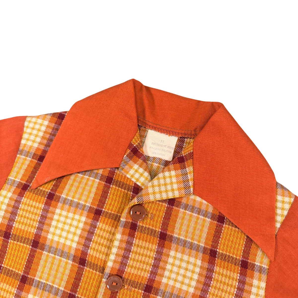 Vintage 70s Orange Plaid Shirt – 3T
