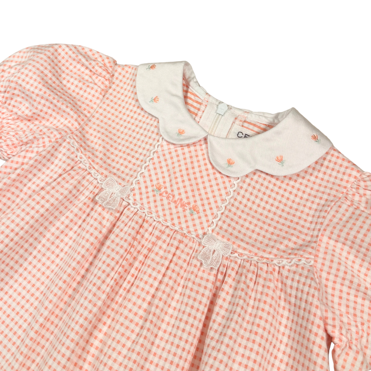 Vintage Celine Paris Gingham Baby Dress – 18–24M