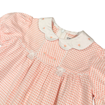 Vintage Celine Paris Gingham Baby Dress – 18–24M