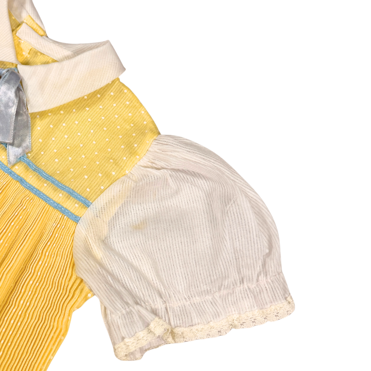 Vintage 70s Yellow Pleated Baby Dress – 18–24M