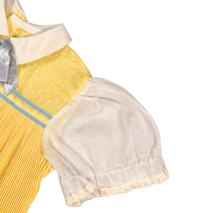 Vintage 70s Yellow Pleated Baby Dress – 18–24M