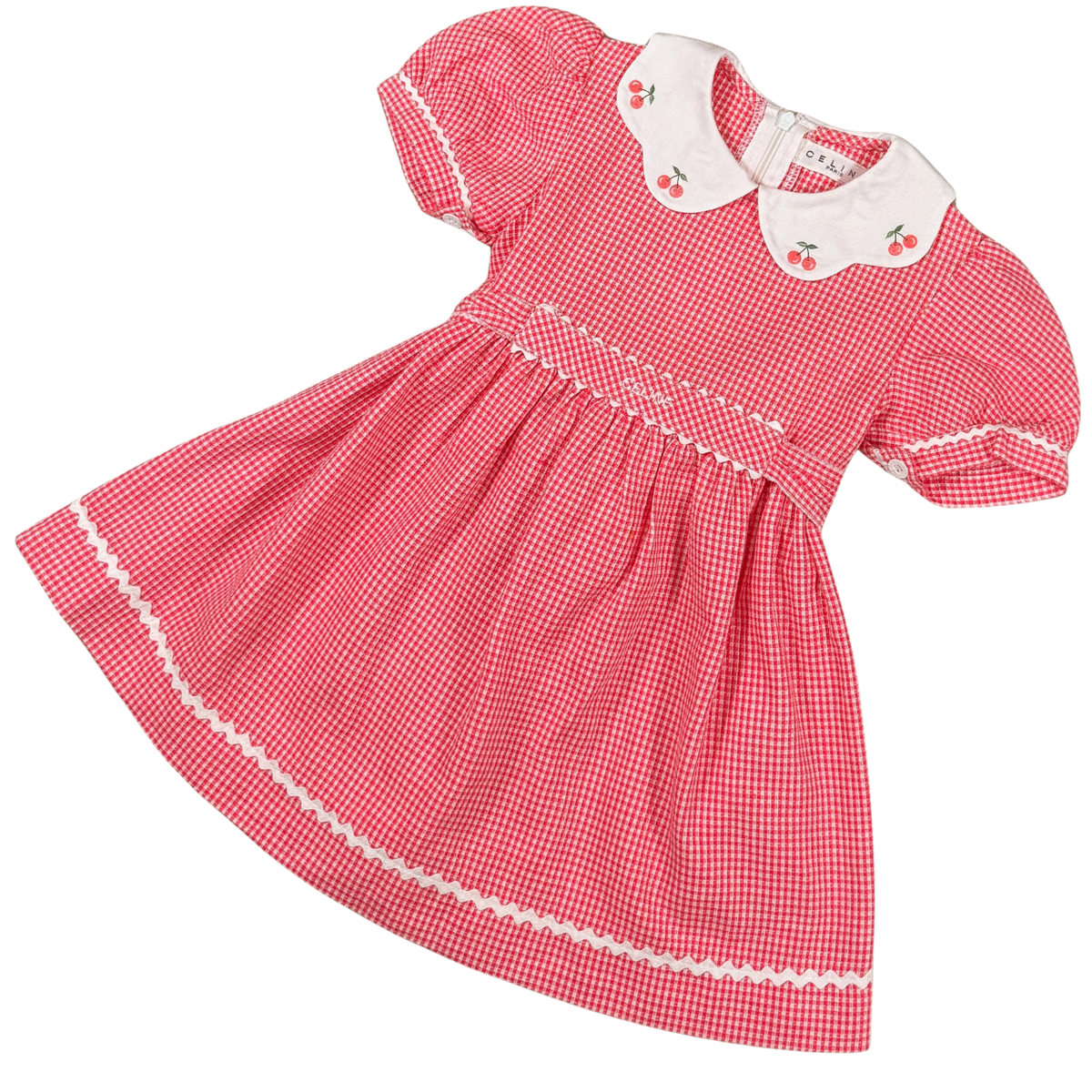 Vintage Celine Cherry Gingham Dress – 3Y
