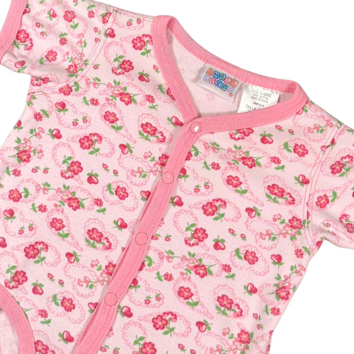 Vintage Small Steps Floral Baby Onesie – 6–12M