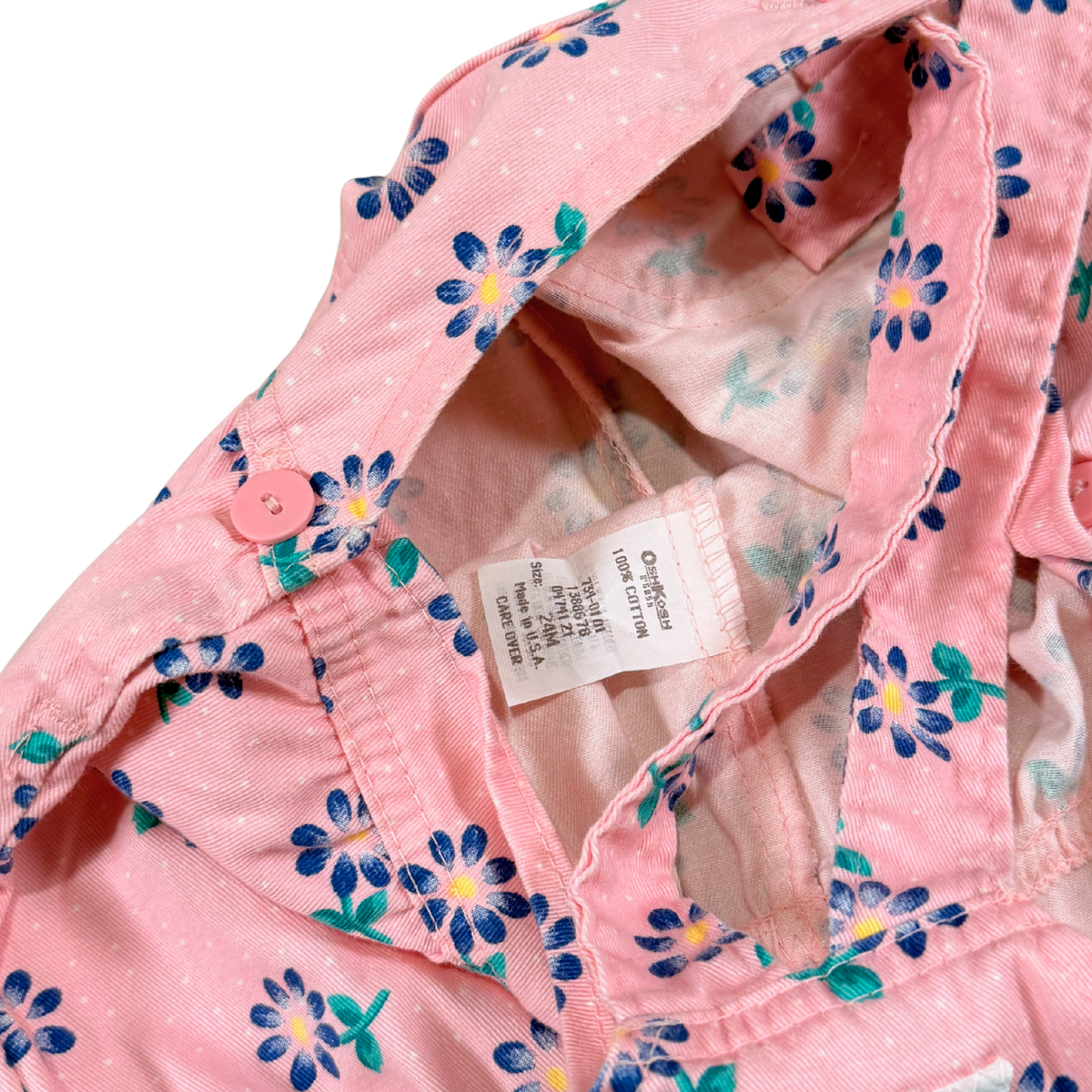 Vintage OshKosh B’Gosh Pink Floral Shortalls – 24M