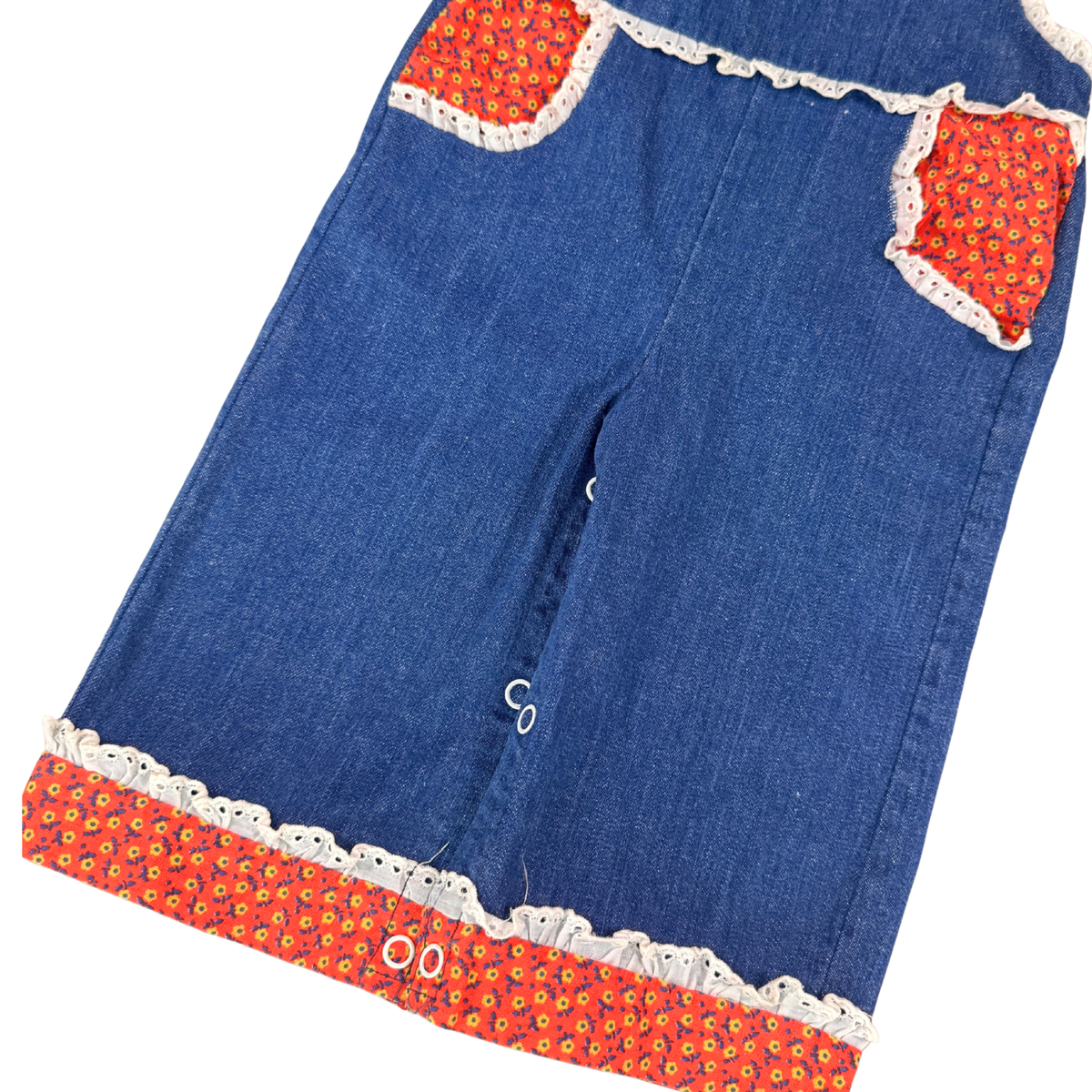 Vintage “My Own Jeans” Floral Denim Overalls - 12-18M