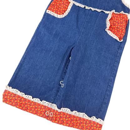 Vintage “My Own Jeans” Floral Denim Overalls - 12-18M