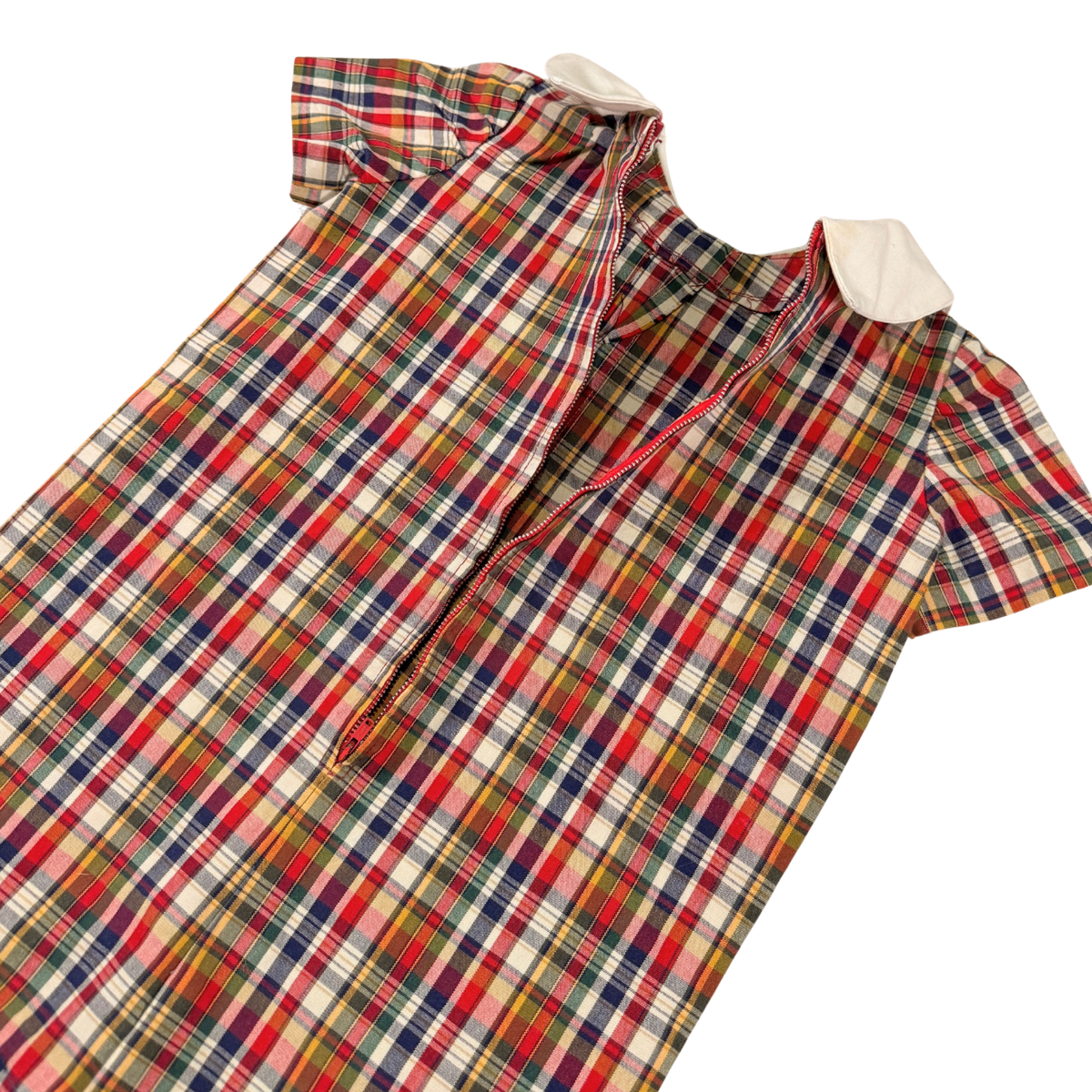 Vintage Plaid Peter Pan Collar Romper – Approx. 2–3Y