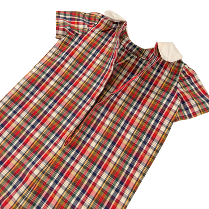 Vintage Plaid Peter Pan Collar Romper – Approx. 2–3Y